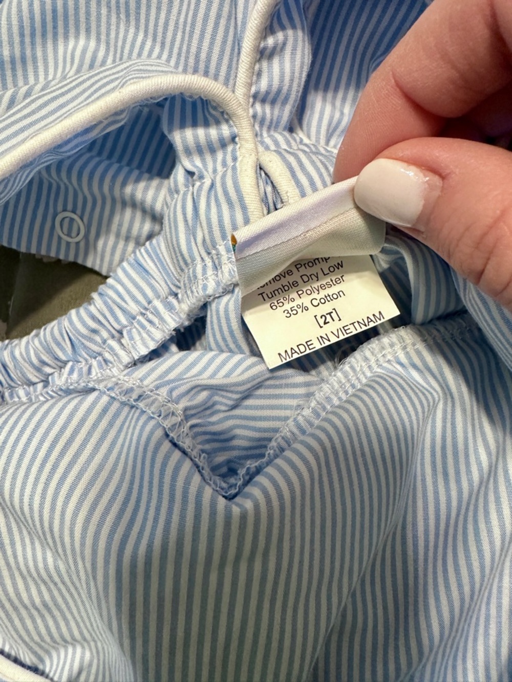 Stitchy Fish Blue & White Pinstripe Baby Bubble Romper - Picture 5 of 5